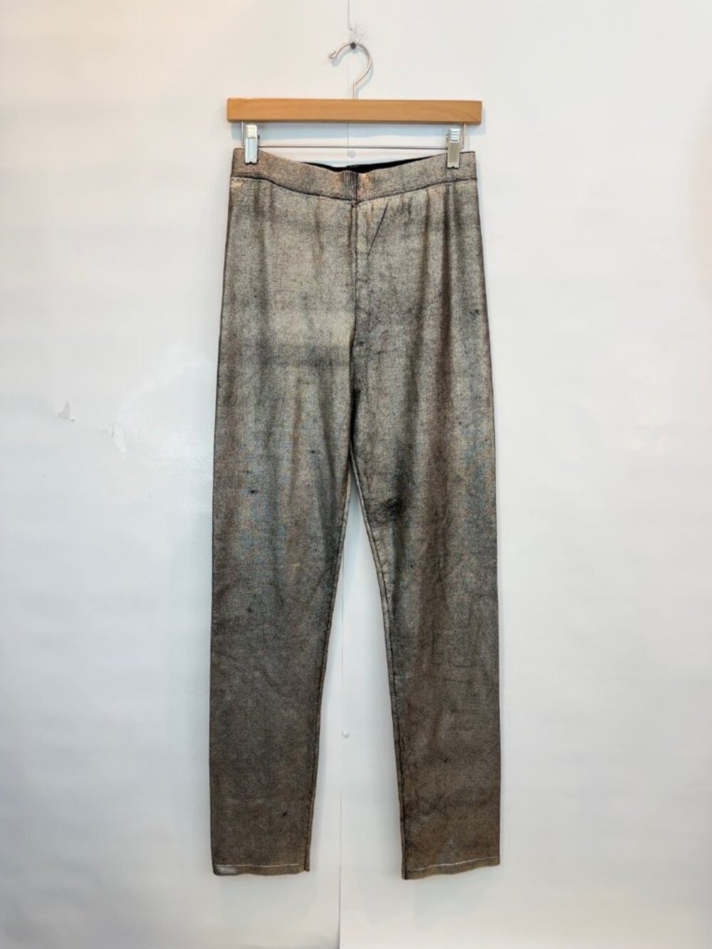 Minnie Rose Viscose Tapered Pant Metallic Gold Size XS Pull On Elastic Waist NWT